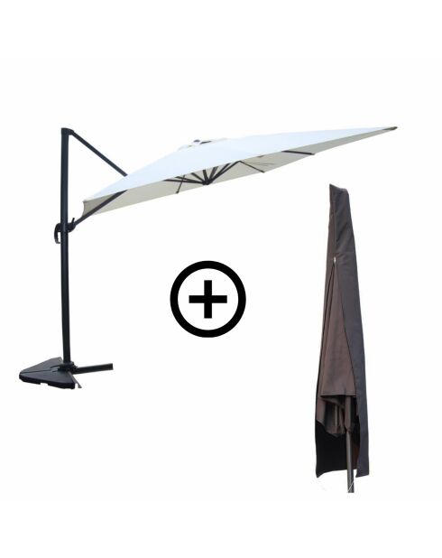 Ombrellone rettangolare rotante con copertura Koriva ecru - 268x38x14 cm