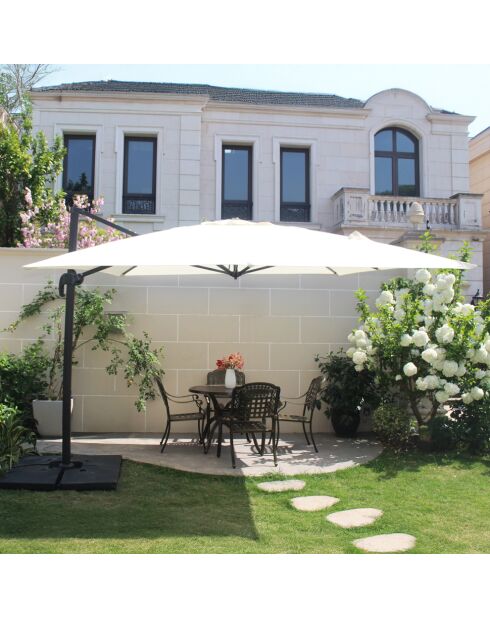 Ombrellone rettangolare rotante con copertura Koriva ecru - 268x38x14 cm