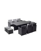 Calivo zwarte en grijze 10-zits ingebouwde harstafel en stoelen - 11 stuks