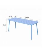 Falcou 6-zits tuintafel blauw - 160x70x72 cm