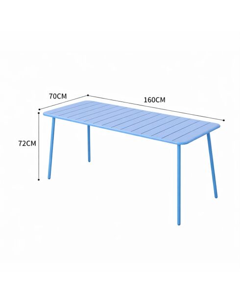 Falcou 6-zits tuintafel blauw - 160x70x72 cm