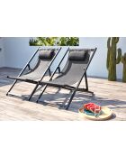 Lot de 2 transats en aluminium Gwen gris - 103x59x96 cm