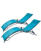 Lot de 2 transats ajustables Manado gris et bleu - 81x157x59 cm