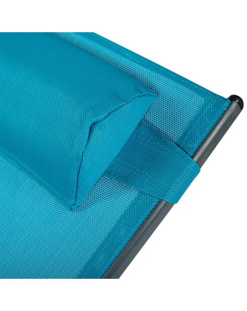 Lot de 2 transats ajustables Manado gris et bleu - 81x157x59 cm