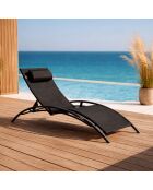 Transat ajustable et empilable avec pieds en acier Winora noir - 168x64x87 cm