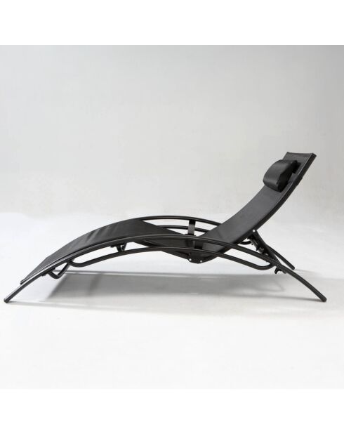 Transat ajustable et empilable avec pieds en acier Winora noir - 168x64x87 cm