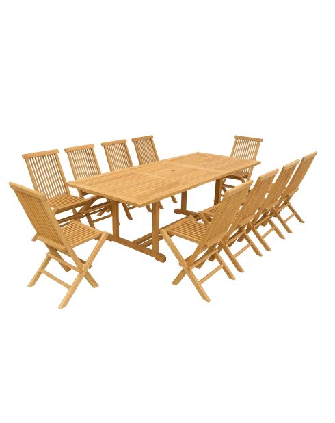 Mesa rectangular Lireno con 10 sillas marrón - 11 piezas