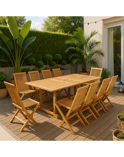 Mesa rectangular Lireno con 10 sillas marrón - 11 piezas