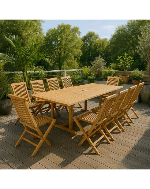 Mesa rectangular Lireno con 10 sillas marrón - 11 piezas