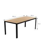 Gartentisch für 10 Personen mit brauner Jindalee-Tischplatte aus gehärtetem Glas in Holzoptik — 240x80x74 cm