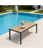 Gartentisch für 10 Personen mit brauner Jindalee-Tischplatte aus gehärtetem Glas in Holzoptik — 240x80x74 cm