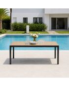Gartentisch für 10 Personen mit brauner Jindalee-Tischplatte aus gehärtetem Glas in Holzoptik — 240x80x74 cm