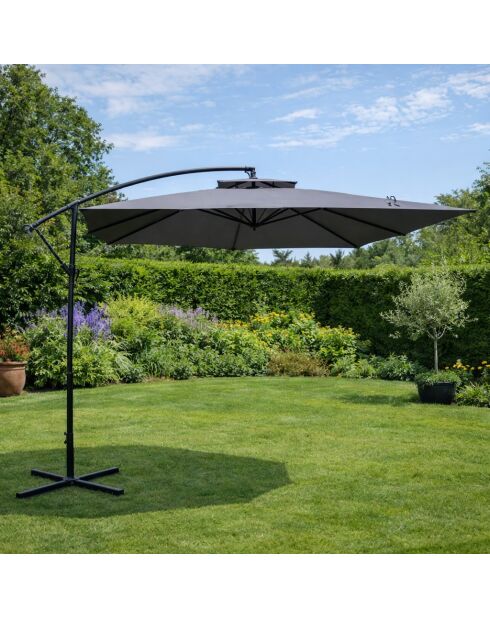 Grauer quadratischer Offset-Sonnenschirm Brindisi - 300x300x220 cm
