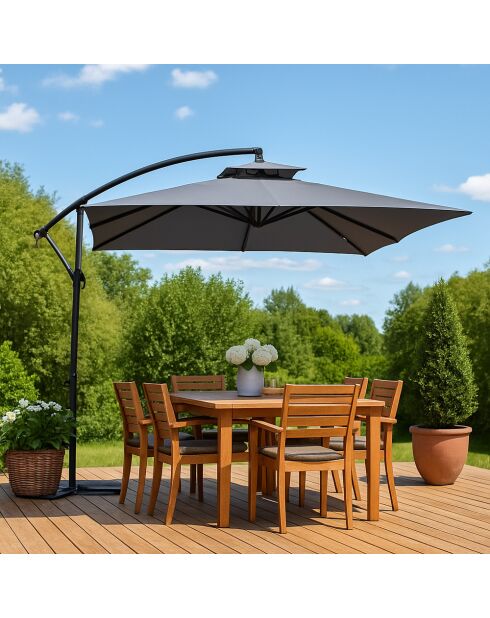 Grauer quadratischer Offset-Sonnenschirm Brindisi - 300x300x220 cm
