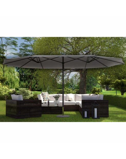 Ombrello doppio diritto ovale grigio Luvina - 270x460x240 cm