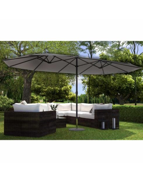 Ombrello doppio diritto ovale grigio Luvina - 270x460x240 cm