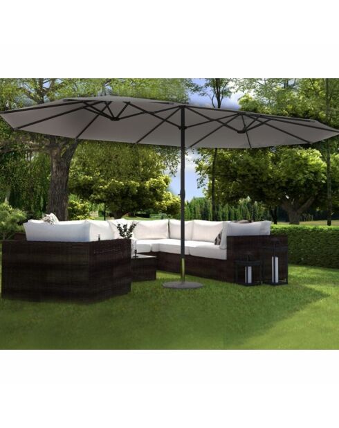Ombrello doppio diritto ovale grigio Luvina - 270x460x240 cm