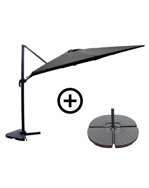 Ivarin Sonnenschirm-Set mit 4 Gewichtsplättchen, grau, 2-teilig