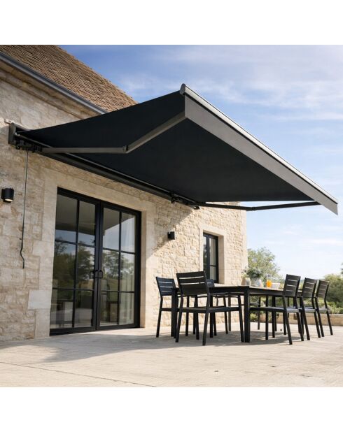 Tenda motorizzata in alluminio con tela Sarena grigia - 395x300x17 cm