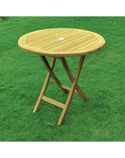 Tavolo rotondo pieghevole 80 cm Thalie marrone - 82x46x75 cm
