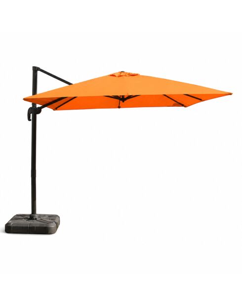Sombrilla Ivarin cuadrada giratoria naranja de aluminio offset - 300x300x260 cm