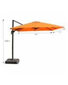 Ivarin Sonnenschirm aus Aluminium, quadratisch, drehbar, 300 x 300 x 260 cm, orange