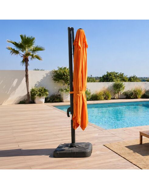 Sombrilla Ivarin cuadrada giratoria naranja de aluminio offset - 300x300x260 cm