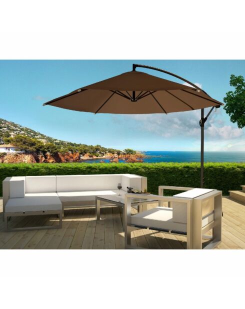 Sombrilla redonda bordada Lioran marrón - 300x300x240 cm