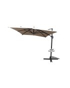 Velora ecru rechteckiger, um 360° drehbarer LED-Offset-Sonnenschirm — 395 x 295 x 270 cm