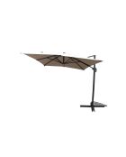 Velora ecru rechteckiger, um 360° drehbarer LED-Offset-Sonnenschirm — 395 x 295 x 270 cm