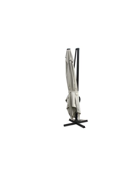 Velora ecru rechteckiger, um 360° drehbarer LED-Offset-Sonnenschirm — 395 x 295 x 270 cm