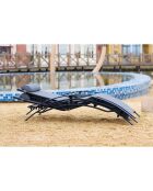 Lot de 2 transats empilables et ajustables en aluminium Ceylan gris et noir - 66x179x30 cm