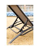Lot de 2 transats empilables et ajustables en aluminium Ceylan gris et noir - 66x179x30 cm