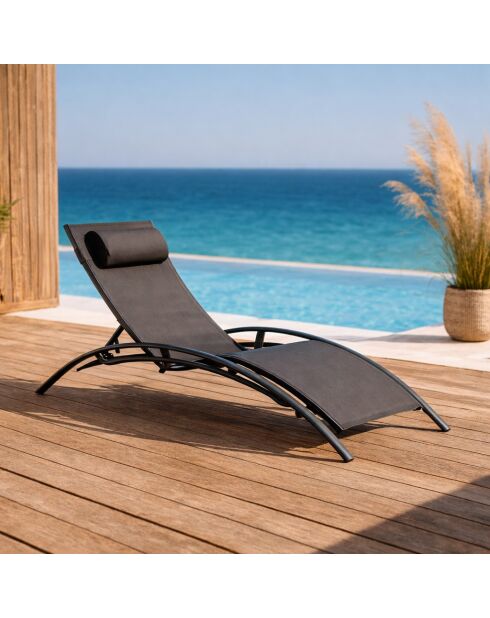 Transat ajustable et empilable avec pieds en acier Winora gris - 168x64x87 cm