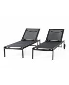 Lot de 2 bains de soleil inclinables avec roues en aluminium Mariva noir - 215x67x35 cm