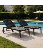 Lot de 2 bains de soleil inclinables avec roues en aluminium Mariva noir - 215x67x35 cm