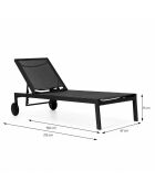 Lot de 2 bains de soleil inclinables avec roues en aluminium Mariva noir - 215x67x35 cm