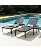 Lot de 2 bains de soleil inclinables avec roues en aluminium Mariva noir - 215x67x35 cm