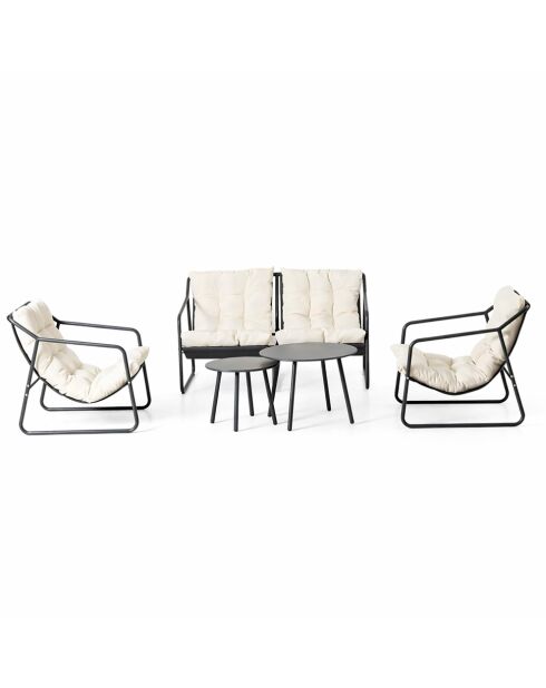 Grijze en beige 4-zits tuinmeubelen met grijze Janina salontafels - 4 stuks