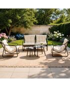 Grijze en beige 4-zits tuinmeubelen met grijze Janina salontafels - 4 stuks