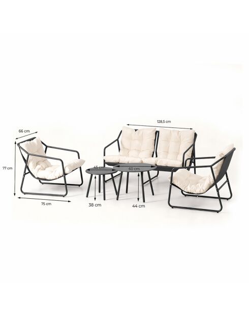 Grijze en beige 4-zits tuinmeubelen met grijze Janina salontafels - 4 stuks