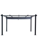 Vrijstaande pergola 3x4m met intrekbaar canvas Rilova grijs - 405x298x227 cm