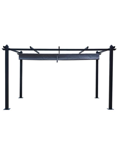 Freistehende Pergola 3x4 m mit ausziehbarer Leinwand Rilova grau - 405x298x227 cm