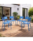 Set mit 6 blauen stapelbaren Gartenstühlen von Falcou - 43x59x79 cm
