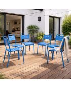 Set mit 6 blauen stapelbaren Gartenstühlen von Falcou - 43x59x79 cm
