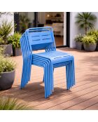 Set mit 6 blauen stapelbaren Gartenstühlen von Falcou - 43x59x79 cm