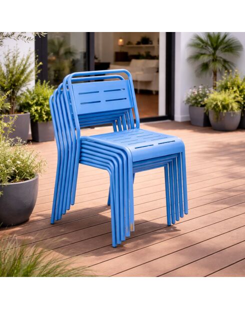 Set mit 6 blauen stapelbaren Gartenstühlen von Falcou - 43x59x79 cm