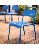 Set mit 6 blauen stapelbaren Gartenstühlen von Falcou - 43x59x79 cm