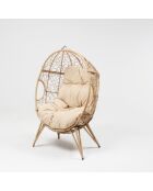 Ensemble d'extérieur : fauteuil suspendu effet rotin et repose-pieds avec coussin Rimouski beige - 2 pièces