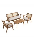 Muebles de jardín de 4 plazas en madera de acacia y bastones de Krabi - 4 piezas